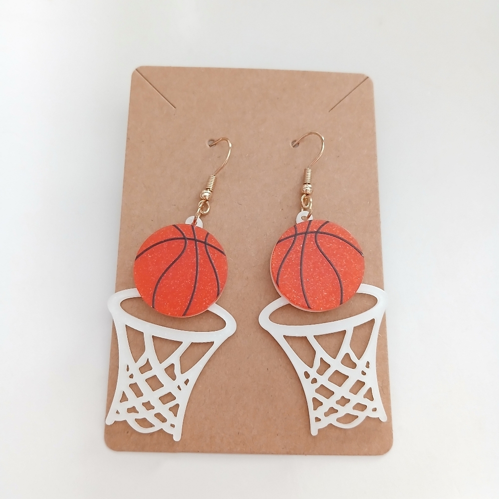 Fashion Jewelry Orange Basketball Earrings
